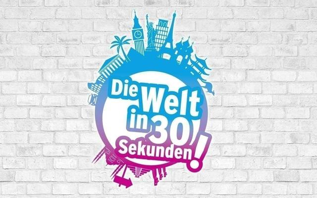 Das Logo von "Die Welt in 30 Sekunden" vor einer hellgrauen Mauer.