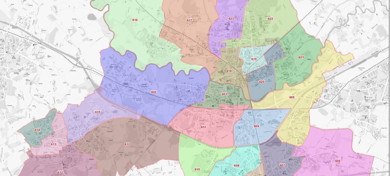 Wahlbezirke der Stadt Lünen bei der Kommunalwahl 2020