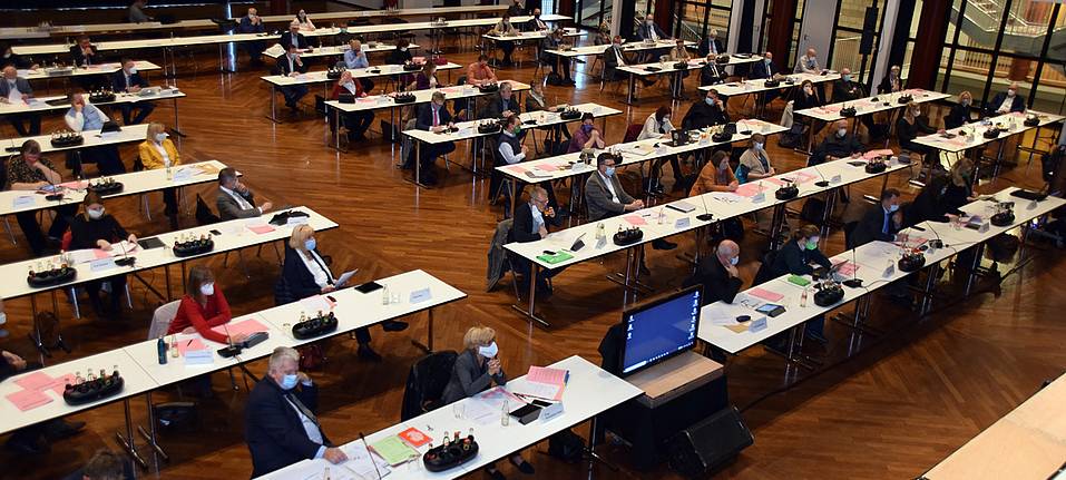 Auch in der Stadthalle Unna war der Kreistag schon im Rahmen seiner unfreiwilligen Corona-Tournee.