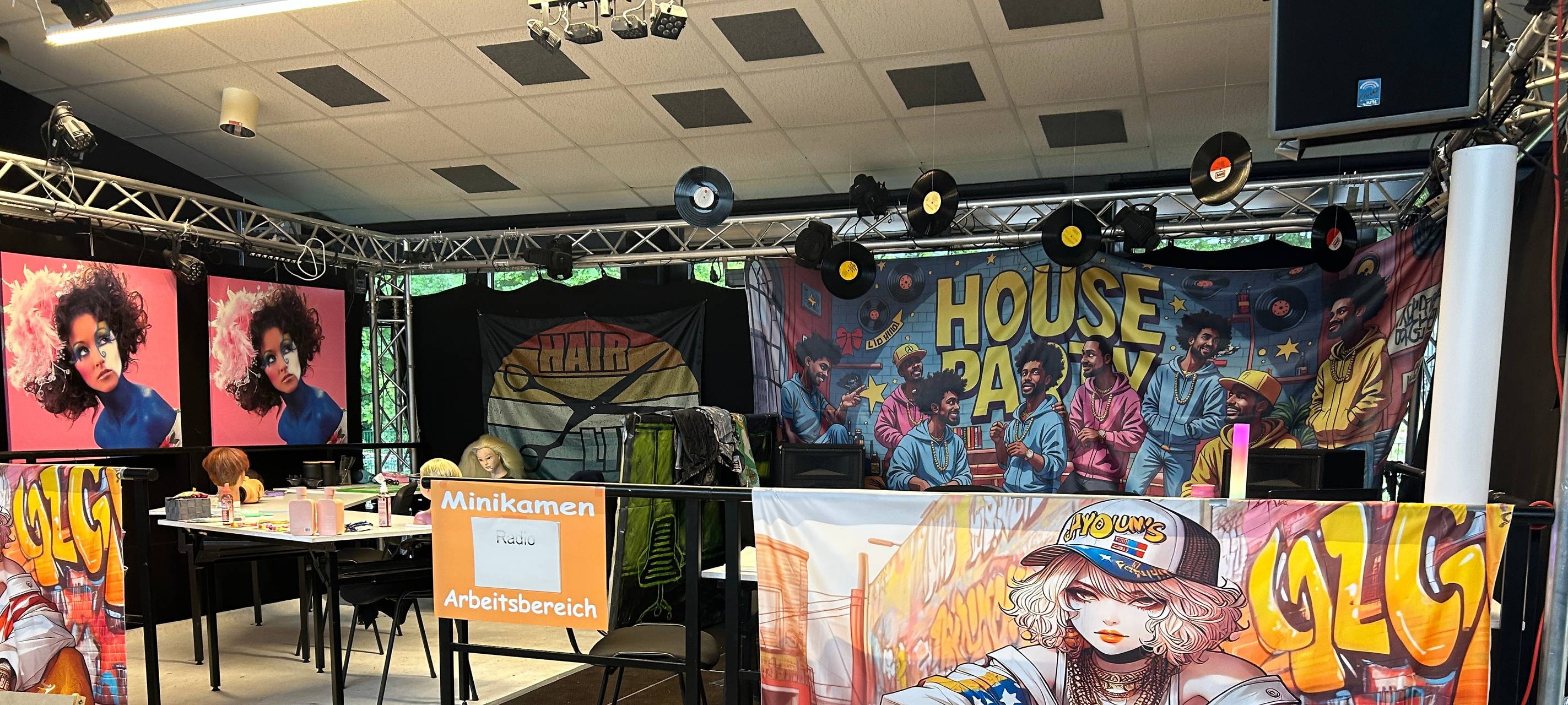 Der Arbeitsbereich in Minikamen.